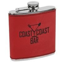 Leatherette Stainless Steel Flask | Red | Custom Engraved Promotional Gift
