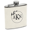 Leatherette Stainless Steel Flask | White | Custom Engraved Promotional Gift