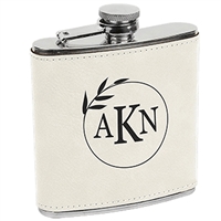 Leatherette Stainless Steel Flask | White | Custom Engraved Promotional Gift