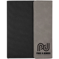 Gray Leatherette & Black Canvas Padfolio | Laser Engraved Corporate Gift