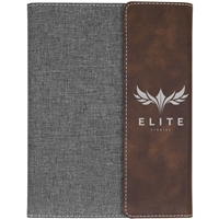 Rustic & Silver Leatherette & Gray Canvas Padfolios | Custom Executive Gifts