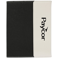 White Leatherette & Black Canvas Padfolios | Elegant Corporate Gifts
