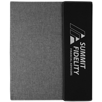 Black/Silver Leatherette & Gray Canvas Portfolio | Premium Engraved Executive Gift