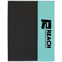 Teal Leatherette & Black Canvas Padfolio | Custom Engraved Corporate Gift for Executives