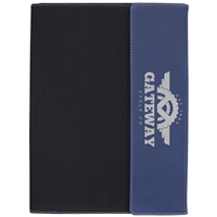 Blue/Silver Leatherette & Black Canvas Padfolio | Custom Engraved Corporate Gift