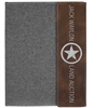 Rustic/Silver Leatherette & Gray Canvas Padfolio | Premium Engraved Corporate Gift
