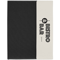 White Leatherette & Black Canvas Padfolio | Premium Engraved Corporate Gift