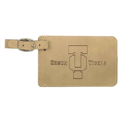 Light Brown Leatherette Luggage Tag | Custom Laser Engraved or UV Printed