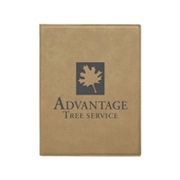 Light Brown Leatherette Padfolio | Custom Engraved Corporate Gift