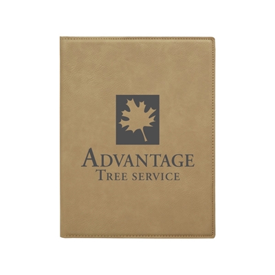 Light Brown Leatherette Padfolio | Custom Engraved Corporate Gift