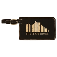 Black | Gold Leatherette Luggage Tag | Custom Laser Engraved | UV Printed