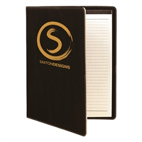 Leatherette Black/Gold Padfolio | Executive Promotional Portfolio
