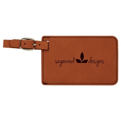 Rawhide Leatherette Luggage Tag | Custom Laser Engraved | UV Printed Travel Tag