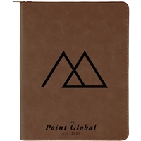 Leatherette Dark Brown Zipper Padfolio | Executive Promotional Padfolio