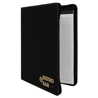 Leatherette Black/Gold Zipper Padfolio | Executive Promotional Padfolio