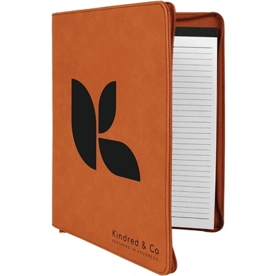 Leatherette Rawhide Zipper Padfolio | Executive Promotional Padfolio