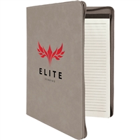 Leatherette Gray Zipper Padfolio | Executive Promotional Padfolio