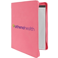 Leatherette Pink Zipper Padfolio | Executive Promotional  Padfolio