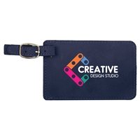 Blue | Black Leatherette Luggage Tag | Custom Laser Engraved | UV Printed