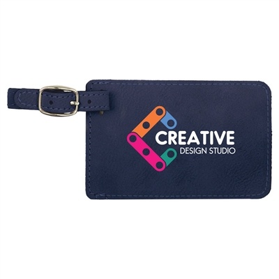 Blue | Black Leatherette Luggage Tag | Custom Laser Engraved | UV Printed