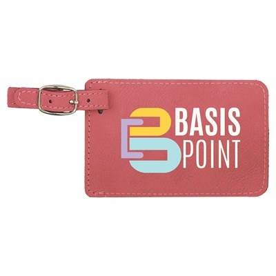 Pink Leatherette Luggage Tag | Custom Laser Engraved | UV Printed