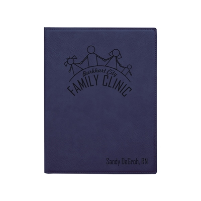 Leatherette Blue & Black Padfolio | Custom Laser Engraved Executive Folder