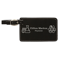 Black | Silver Leatherette Luggage Tag | Custom Laser Engraved | UV Printed