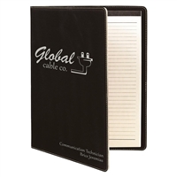 Leatherette Black/Silver Padfolio | Executive Promotional Padfolio