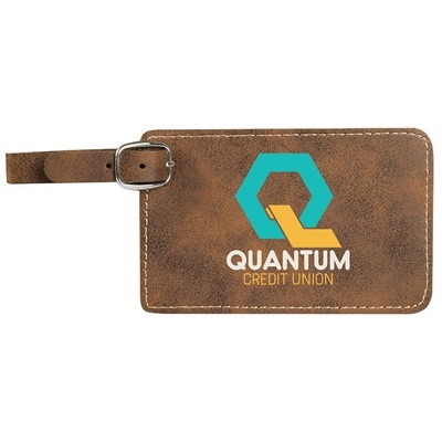 Rustic | Gold Leatherette Luggage Tag | Custom Laser Engraved | UV Printed