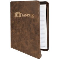 Leatherette Rustic/Gold Zipper Padfolio | Executive Promotional Padfolio