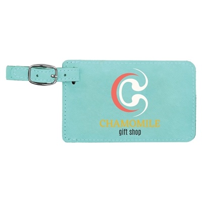 Teal Leatherette Luggage Tag | Custom Laser Engraved | UV Printed