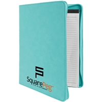 Leatherette Teal Zipper Padfolio | Executive Promotional Padfolio