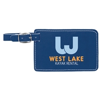 Blue | Silver Leatherette Luggage Tag | Custom Laser Engraved | UV Printed