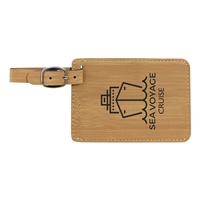 Bamboo Leatherette Luggage Tag | Custom Laser Engraved | UV Printed