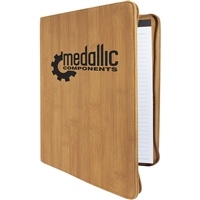 Leatherette Bamboo Zipper Padfolio | Executive Promotional Padfolio