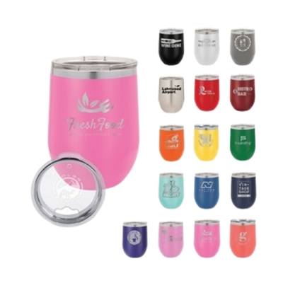 Polar Camel 12oz Stainless Steel Stemless Wine Tumbler | Laser Engraved