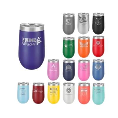 Polar Camel 16 Oz. Stemless Wine Glass | Custom Laser Engraved | Durable Stainless Steel