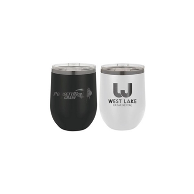 Polar Camel 12 Oz. Ghost Black Stemless Wine Tumbler | Custom Laser Engraved | ION-Plated Stainless Steel