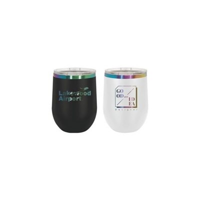 Polar Camel 12 Oz. Prism Stemless Wine Tumbler | Custom Laser Engraved | ION-Plated Stainless Steel