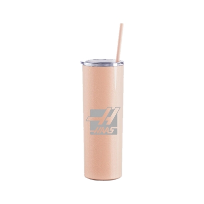Maars 20 Oz. Glitter Blush Skinny Steel Tumbler | Custom Laser Engraved | Insulated Travel Mug with Straw