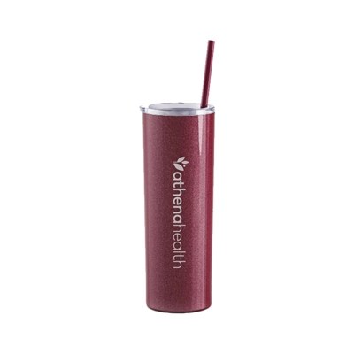 Maars 20 Oz. Glitter Rosewood Skinny Steel Tumbler | Custom Laser Engraved | Insulated Travel Mug with Straw