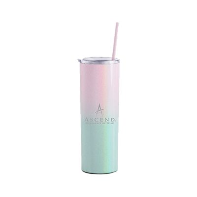 Maars 20 Oz. Ombre Seablush Skinny Steel Tumbler | Custom Laser Engraved | Insulated Travel Mug with Straw