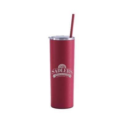 Maars 20 Oz. Lipstick Red Skinny Steel Tumbler | Custom Laser Engraved | Insulated Travel Mug with Straw