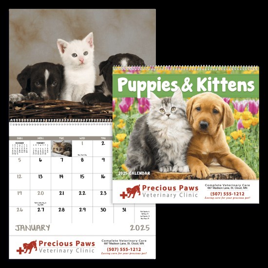 Puppies & Kittens Full Size Calendar