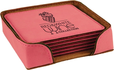 Pink Square Coasters Set of 6