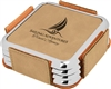 Light Brown w/ Silver Edge Square Coasters Set of 4