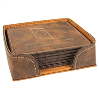 Rustic/Gold Square Coasters Set of 6