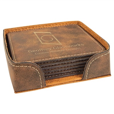 Rustic/Gold Square Coasters Set of 6