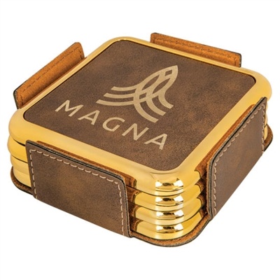 Rustic with Gold edge trim Coaster Set