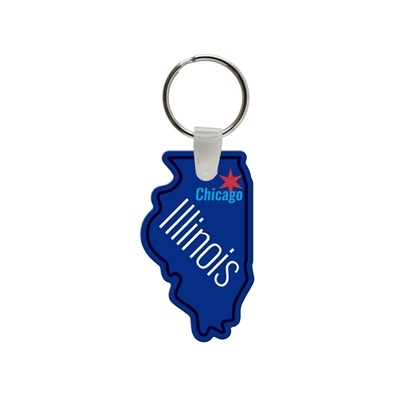Custom Soft Vinyl Illinois State Key Chains â€“ Full Color | USA Made Promotional Tags